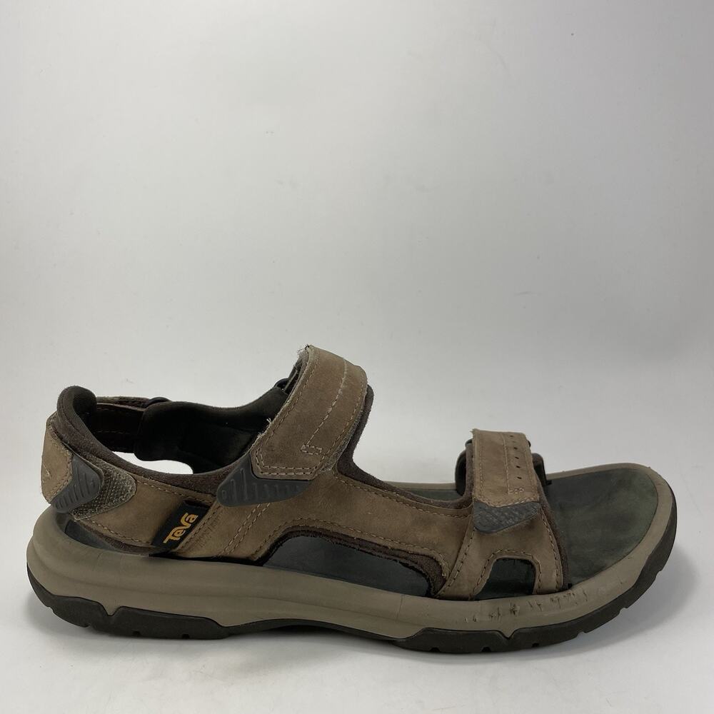 Teva Langdon Sandals Brown 3 Strap Sport Sandals Mens Size 10 Leather